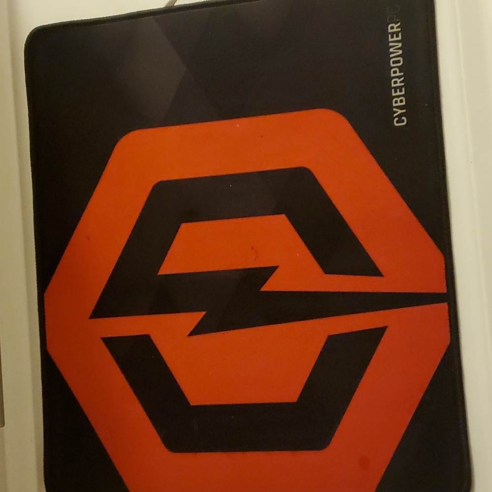 Large Cyberpower PC Bkack & Red Gaming Mousepad 13.5 x 11.5in